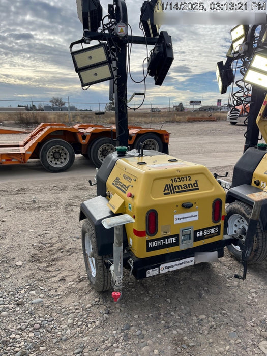 2021 Allmand NLV3GR (4) LED Light Fixture 350W, 23' Vertical Mast, 3kW Prime, Towable, Deep Sea L401, Leveling Jacks, Yanmar T4F 5.8hp