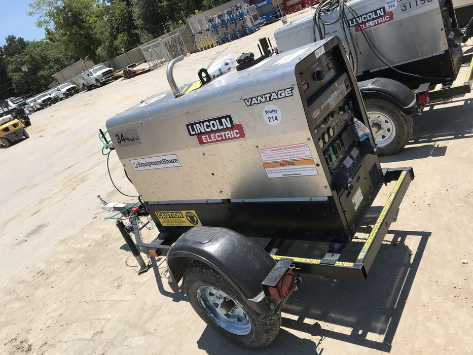 2019 Lincoln Electric Vantage 322 Welder Ready-Pak 3, Two wheel trailer, Fender and Light kit, Cable Rack