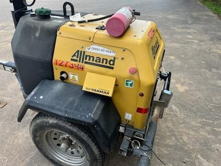 2021 Allmand NLV3GR (4) LED Light Fixture 350W, 23' Vertical Mast, 3kW Prime, Towable, Deep Sea L401, Leveling Jacks, Yanmar T4F 5.8hp