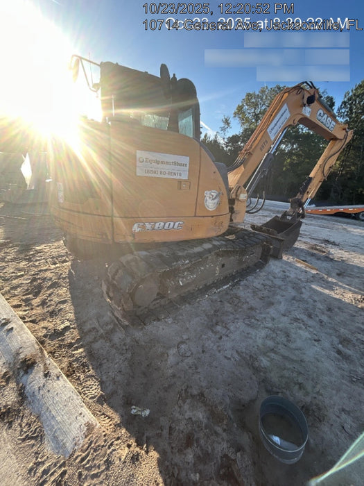 2015 Case CX80C CLOSED CAB, A/C, RUBBER TRACKS PADS, 7'-2" ARM