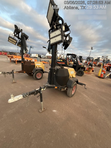 2022 Allmand NLV3GR (4) LED Light Fixture 350W, 23' Vertical Mast, 3kW Prime, Towable, Deep Sea L401, Leveling Jacks, Yanmar T4F 5.8hp