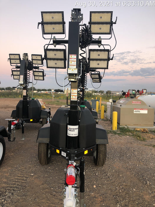 2021 Allmand NLV3GR (4) LED Light Fixture 350W, 23' Vertical Mast, 3kW Prime, Towable, Deep Sea L401, Leveling Jacks, Yanmar T4F 5.8hp