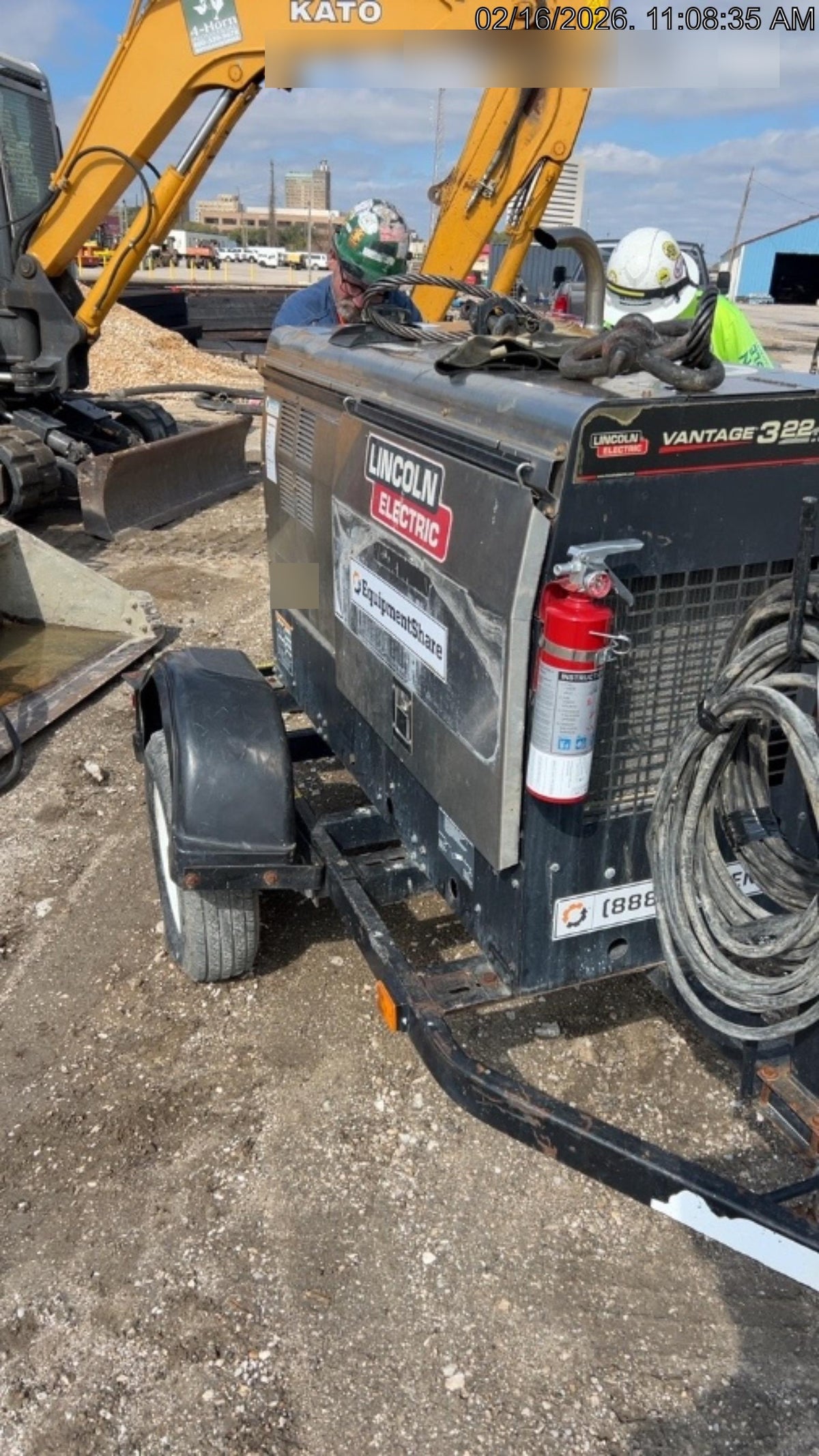 2019 Lincoln Electric Vantage 322 Welder Ready-Pak 3, Two wheel trailer, Fender and Light kit, Cable Rack