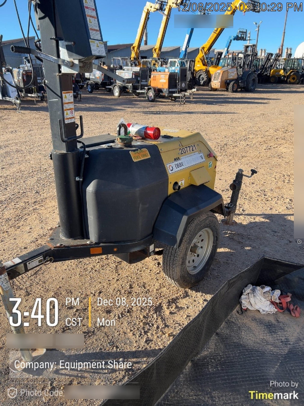 2022 Allmand NLV3GR (4) LED Light Fixture 350W, 23' Vertical Mast, 3kW Prime, Towable, Deep Sea L401, Leveling Jacks, Yanmar T4F 5.8hp