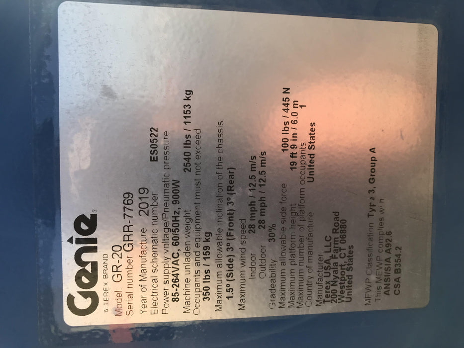 2019 GENIE GR-20
