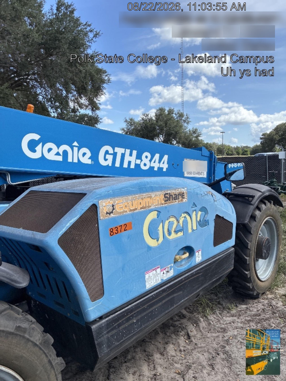 2018 Genie GTH-844 Genie GTH-844D w/Open ROPS, FF Tires, Work Light/Beacon, 60" Carriage and Forks