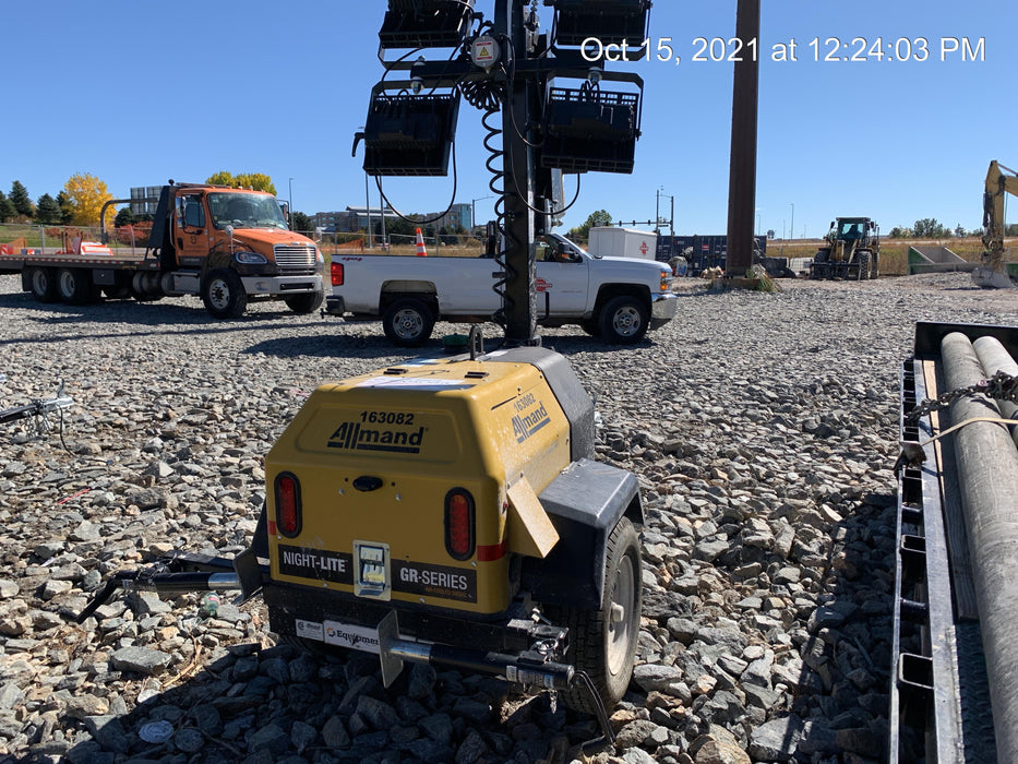 2021 Allmand NLV3GR (4) LED Light Fixture 350W, 23' Vertical Mast, 3kW Prime, Towable, Deep Sea L401, Leveling Jacks, Yanmar T4F 5.8hp