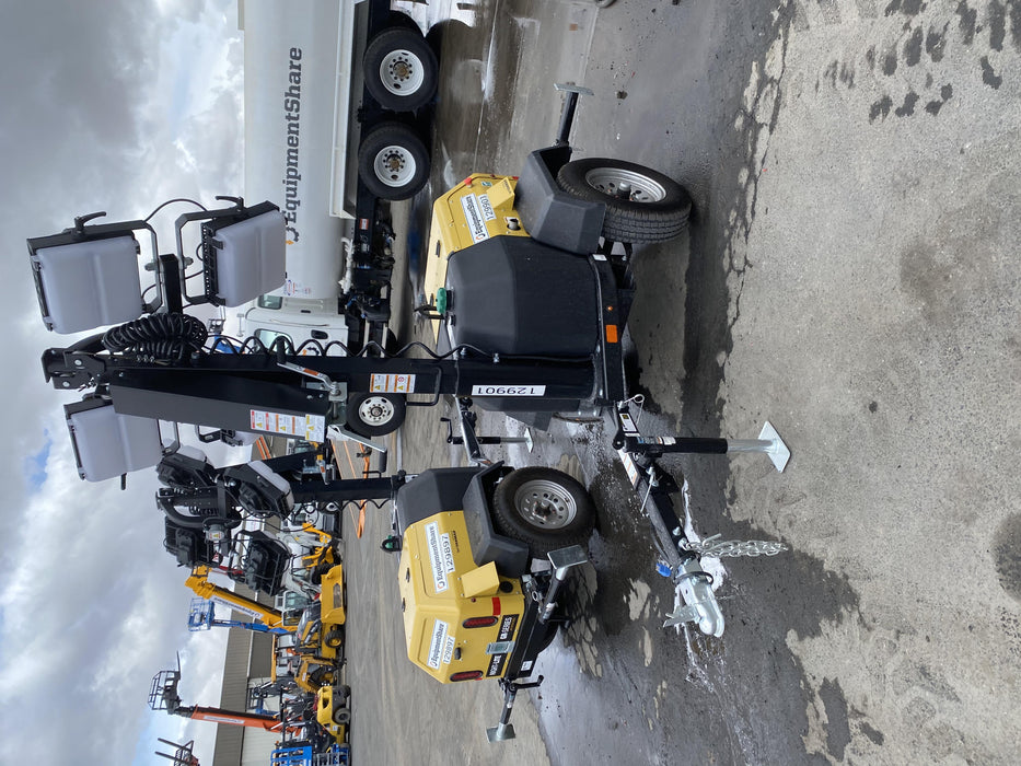 2021 Allmand NLV3GR (4) LED Light Fixture 350W, 23' Vertical Mast, 3kW Prime, Towable, Deep Sea L401, Leveling Jacks, Yanmar T4F 5.8hp