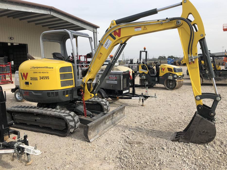 Wacker Neuson EZ53 Open ROPS, Rubber Tracks, Long Dipperstick, Bucket