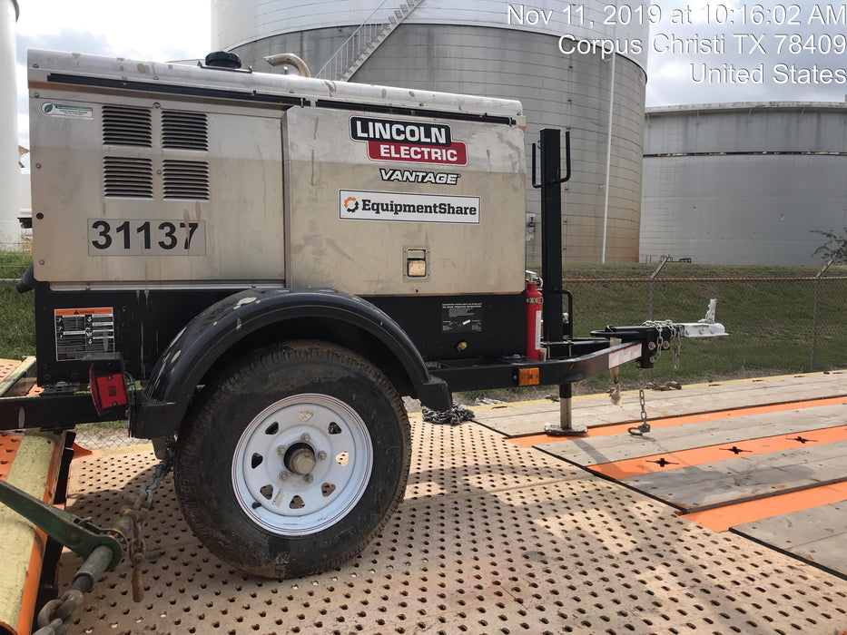 2019 Lincoln Electric Vantage 322 Welder Ready-Pak 3, Two wheel trailer, Fender and Light kit, Cable Rack