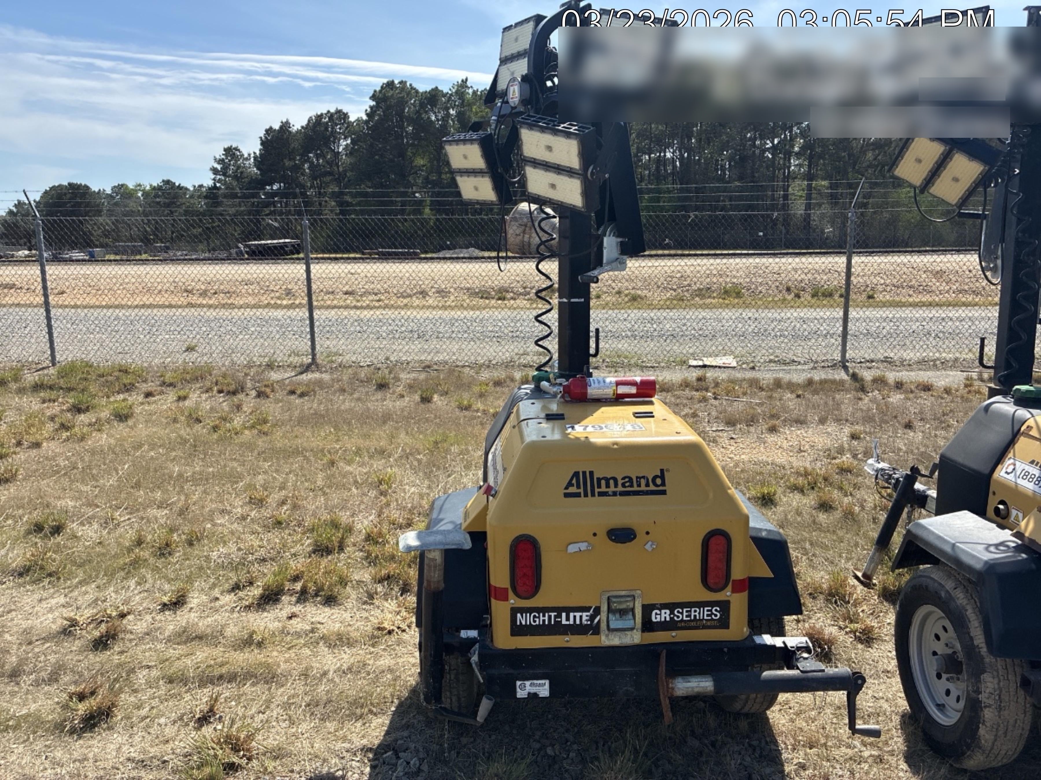 Allmand NLV3GR (4) LED Light Fixture 350W, 23' Vertical Mast, 3kW Prime, Towable, Deep Sea L401, Leveling Jacks, Yanmar T4F 5.8hp
