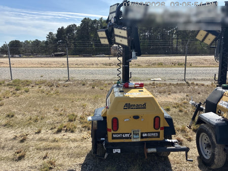 Allmand NLV3GR (4) LED Light Fixture 350W, 23' Vertical Mast, 3kW Prime, Towable, Deep Sea L401, Leveling Jacks, Yanmar T4F 5.8hp