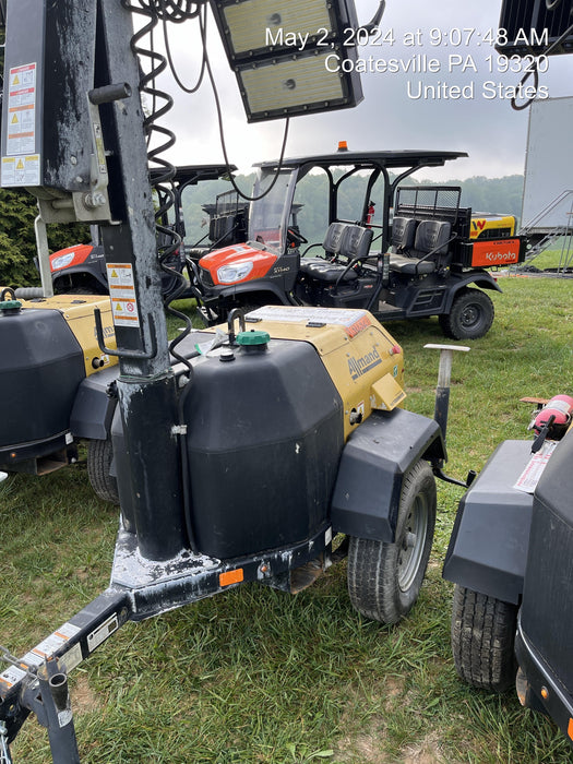 2021 Allmand NLV3GR (4) LED Light Fixture 350W, 23' Vertical Mast, 3kW Prime, Towable, Deep Sea L401, Leveling Jacks, Yanmar T4F 5.8hp