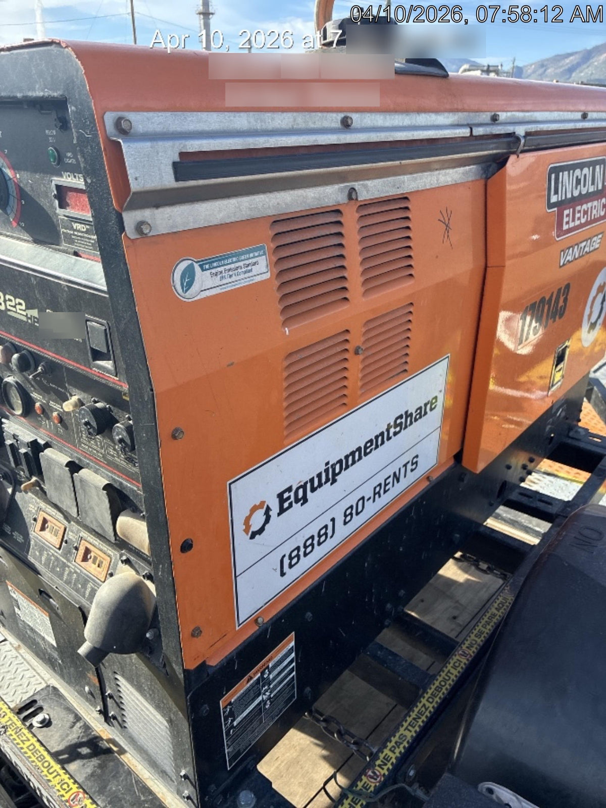 2021 Lincoln Electric Vantage 322 Vantage 322 Ready Pak 3 w/ Decals, ORANGE (includes trailer, cable rack, fender light kit) NO Telematics
