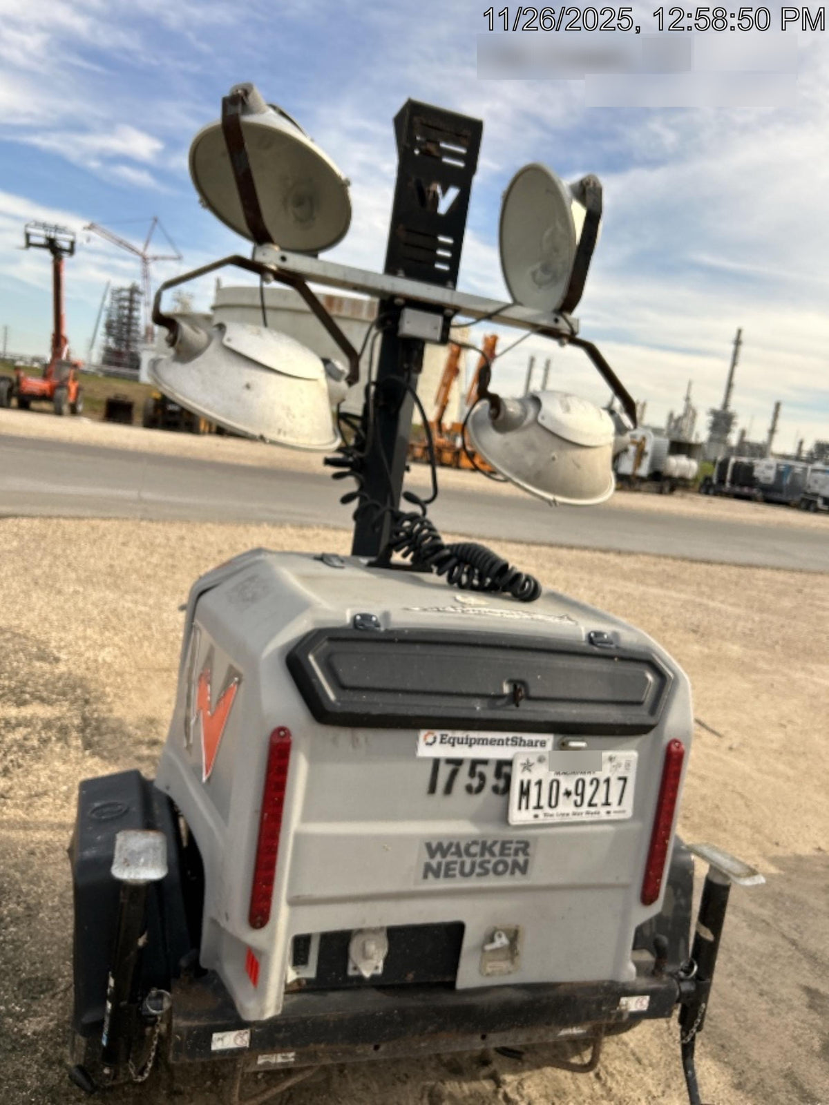 Wacker Neuson LTV6K-MH Wacker Neuson LTV6K Mobile Light Tower w/Fuel Level Sensor Installed