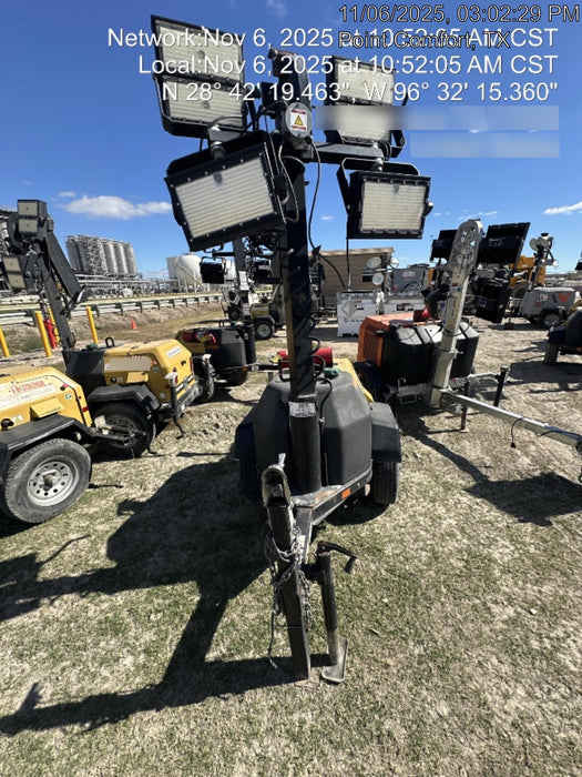 2022 Allmand NLV3GR (4) LED Light Fixture 350W, 23' Vertical Mast, 3kW Prime, Towable, Deep Sea L401, Leveling Jacks, Yanmar T4F 5.8hp