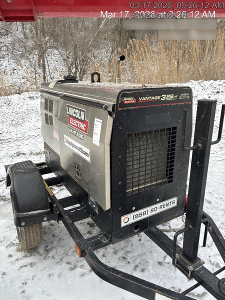2019 Lincoln Electric Vantage 322 Ready-Pak 3, Two Wheel Trailer, Fender and Light Kit, Cable Rack