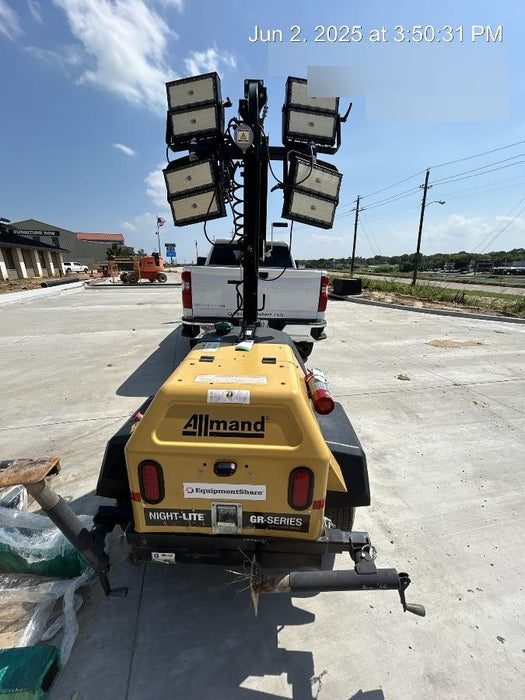 2021 Allmand NLV3GR (4) LED Light Fixture 350W, 23' Vertical Mast, 3kW Prime, Towable, Deep Sea L401, Leveling Jacks, Yanmar T4F 5.8hp