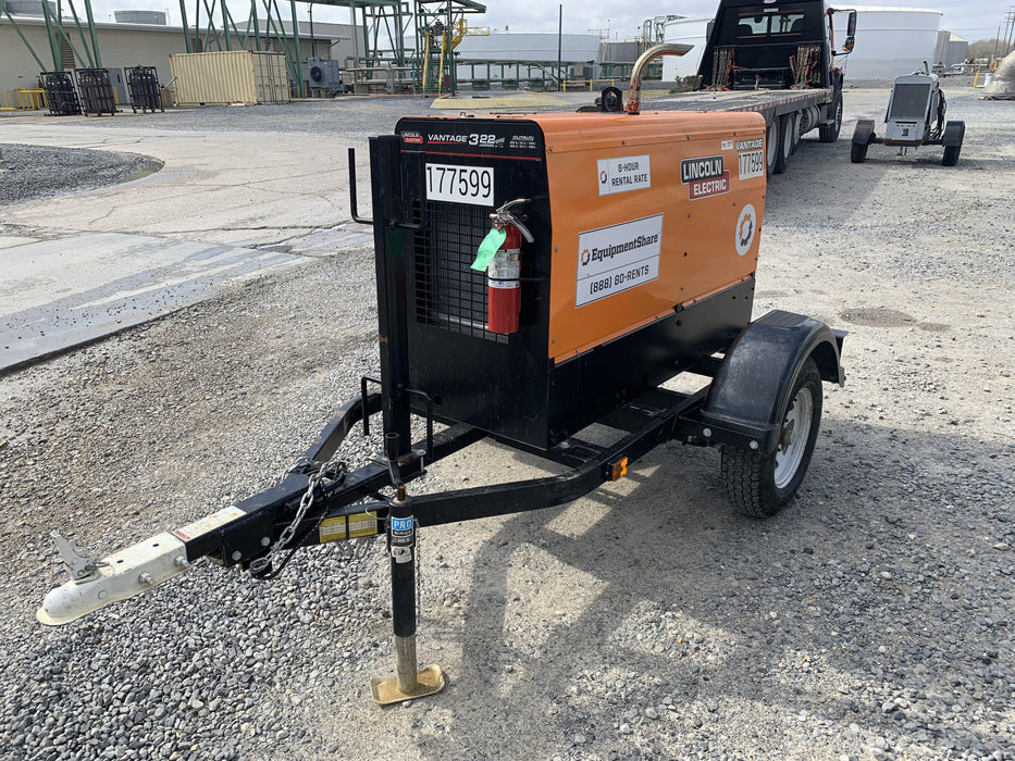 2021 Lincoln Electric Vantage 322 Vantage 322 Ready Pak 3 w/ Decals, ORANGE (includes trailer, cable rack, fender light kit) NO Telematics