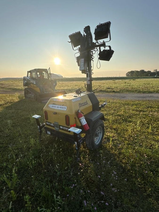 2022 Allmand NLV3GR (4) LED Light Fixture 350W, 23' Vertical Mast, 3kW Prime, Towable, Deep Sea L401, Leveling Jacks, Yanmar T4F 5.8hp