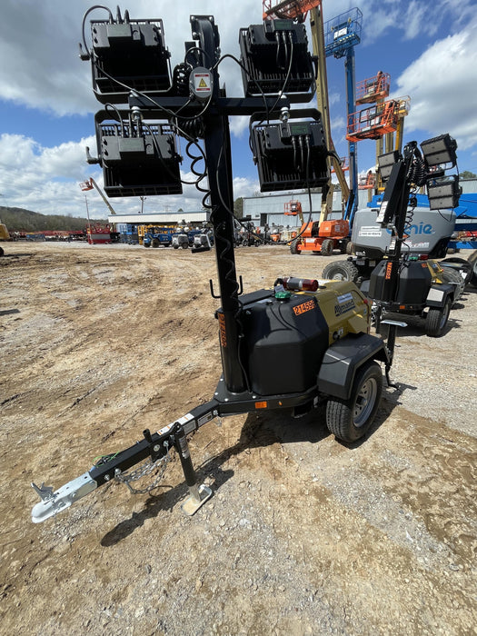 2022 Allmand NLV3GR (4) LED Light Fixture 350W, 23' Vertical Mast, 3kW Prime, Towable, Deep Sea L401, Leveling Jacks, Yanmar T4F 5.8hp