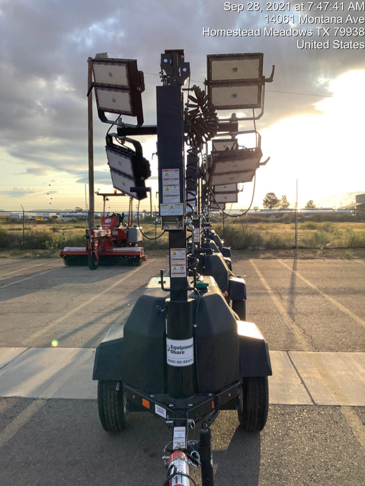 2021 Allmand NLV3GR (4) LED Light Fixture 350W, 23' Vertical Mast, 3kW Prime, Towable, Deep Sea L401, Leveling Jacks, Yanmar T4F 5.8hp