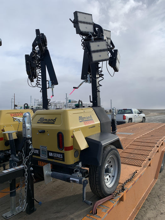 2020 Allmand NLV3GR (4) LED Light Fixture 350W, 23' Vertical Mast, 3kW Prime, Towable, Deep Sea L401, Leveling Jacks, Yanmar T4F 5.8hp