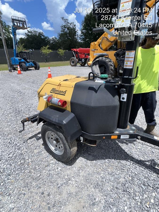 2022 Allmand NLV3GR (4) LED Light Fixture 350W, 23' Vertical Mast, 3kW Prime, Towable, Deep Sea L401, Leveling Jacks, Yanmar T4F 5.8hp