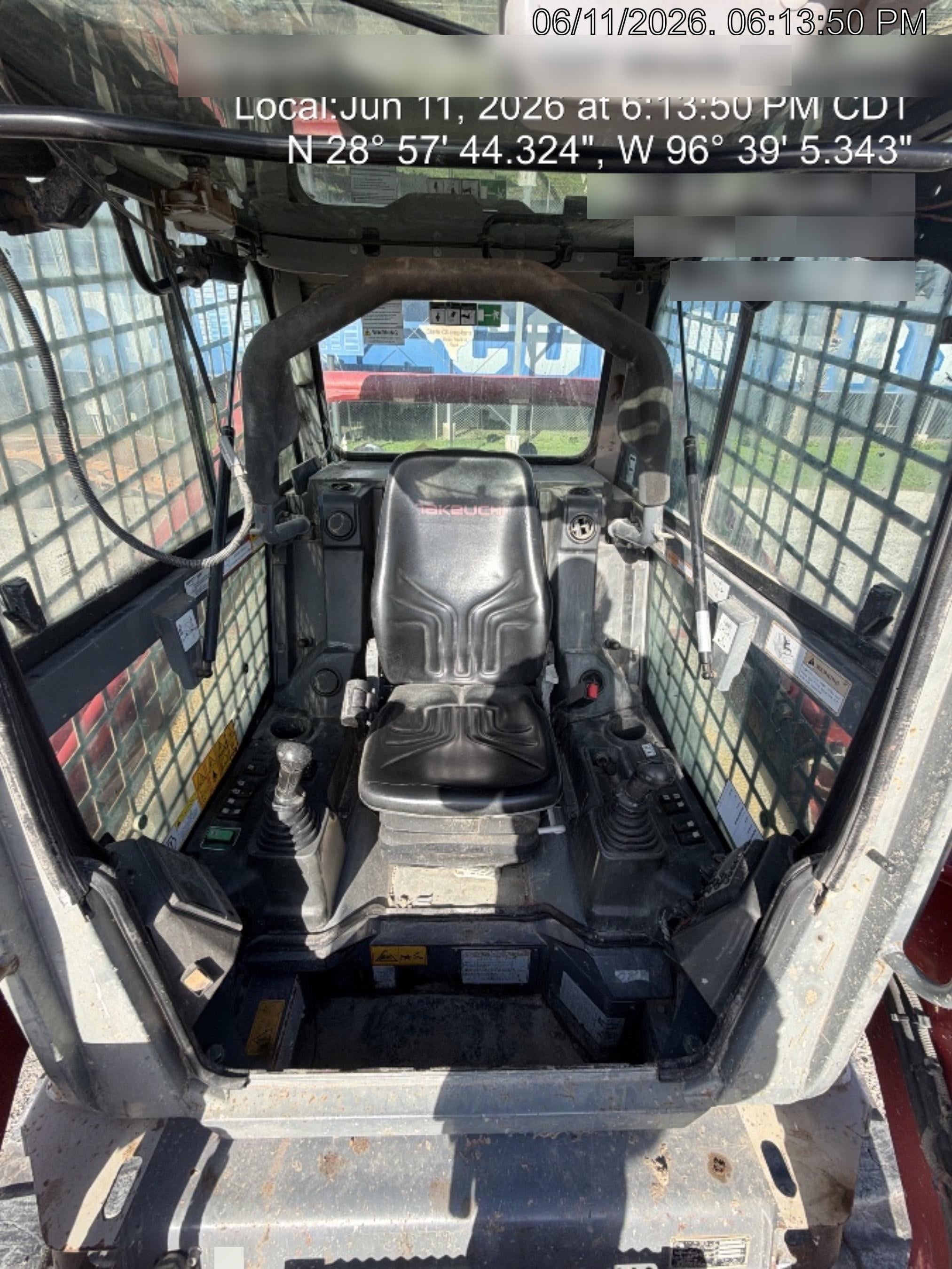 2019 Takeuchi TL10V2-CR Cab/Heat/AC, Rubber Tracks, Backup Alarm, Front & rear working Lights, Auxiliary Hydraulics, 2 Speed Travel, Engine Monitoring System, Hydraulic universal quick hitch w/76" HD smooth dirt bucket with bolt-on edge, 20.3 cubic feet capacity, 48" Pallet forks and frame