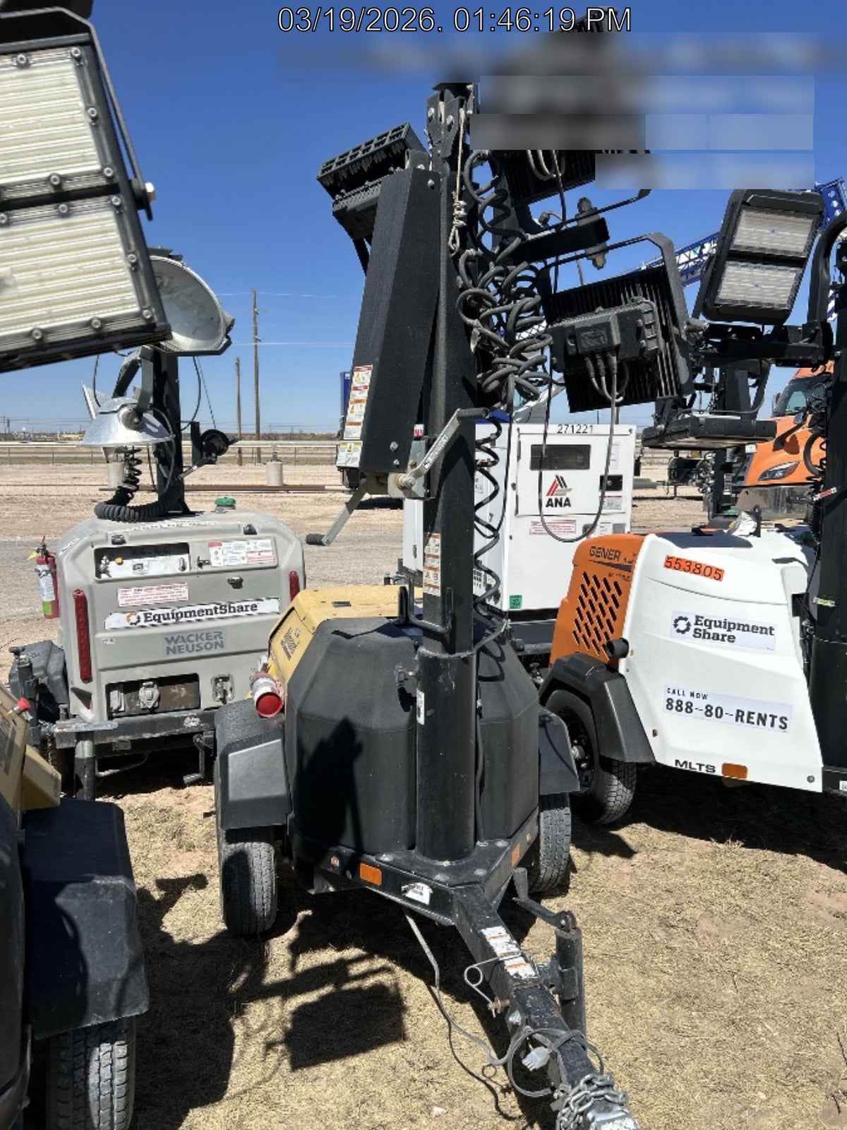 2022 Allmand NLV3GR (4) LED Light Fixture 350W, 23' Vertical Mast, 3kW Prime, Towable, Deep Sea L401, Leveling Jacks, Yanmar T4F 5.8hp