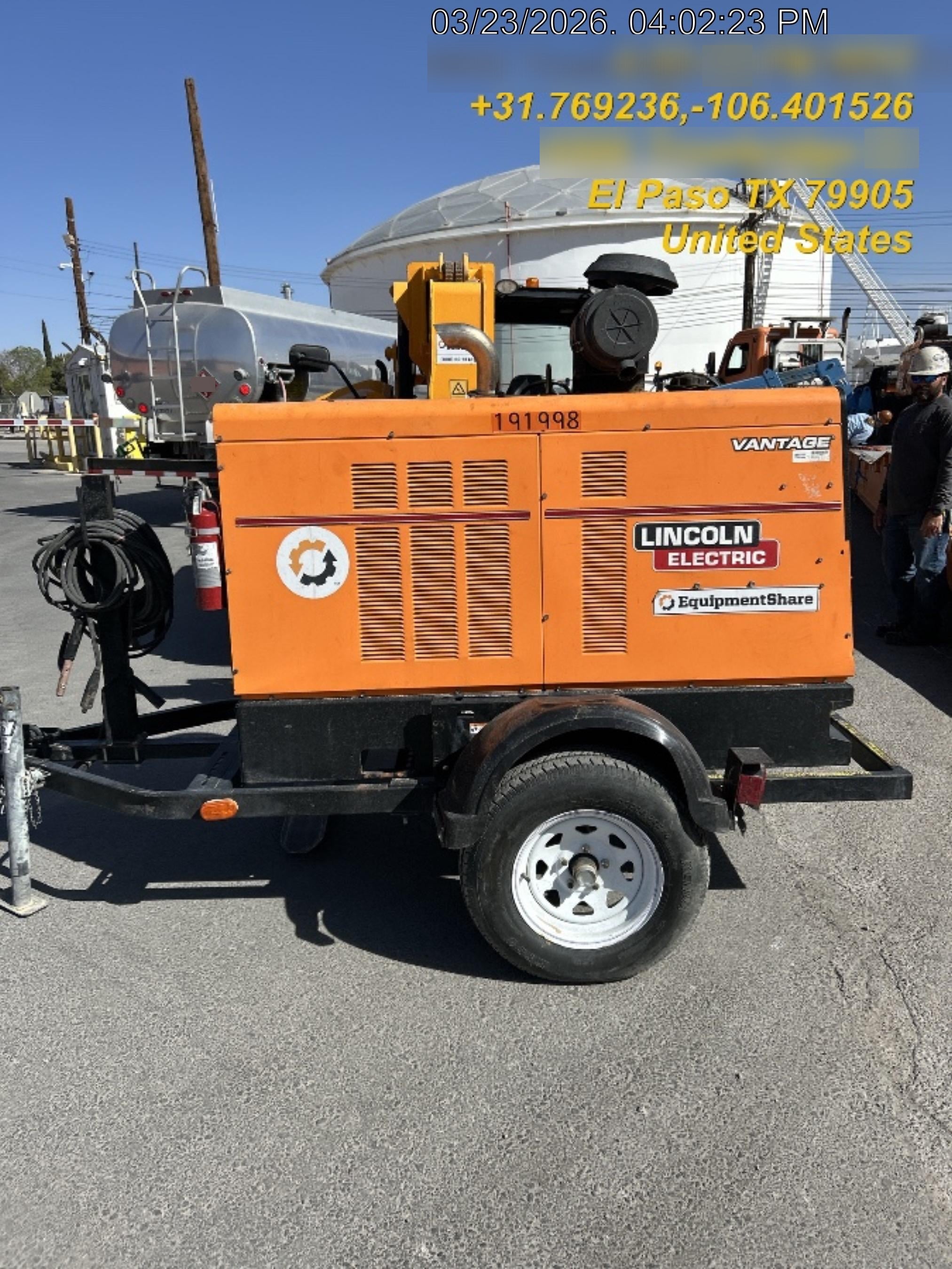 2021 Lincoln Electric Vantage 549X Ready Pak 3, ORANGE (includes trailer, cable rack, fender light kit)