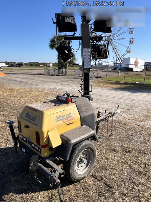 2022 Allmand NLV3GR (4) LED Light Fixture 350W, 23' Vertical Mast, 3kW Prime, Towable