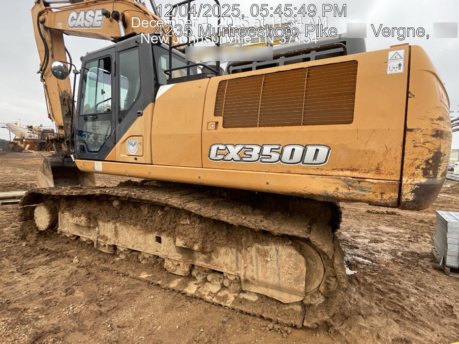 2016 Case CX350D CAB A/C, 13'-3" ARM, STEEL TRACKS, THUMB