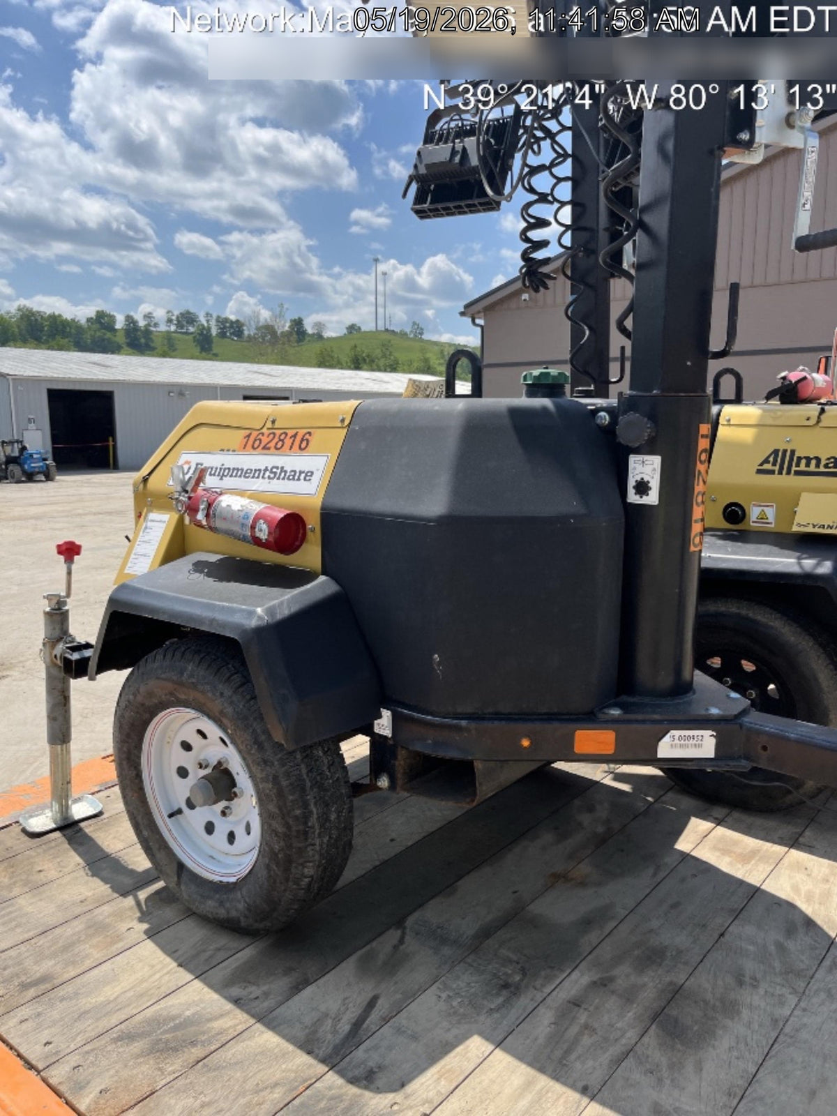2021 Allmand NLV3GR (4) LED Light Fixture 350W, 23' Vertical Mast, 3kW Prime, Towable, Deep Sea L401, Leveling Jacks, Yanmar T4F 5.8hp