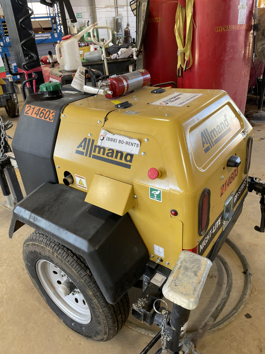 2022 Allmand NLV3GR (4) LED Light Fixture 350W, 23' Vertical Mast, 3kW Prime, Towable, Deep Sea L401, Leveling Jacks, Yanmar T4F 5.8hp