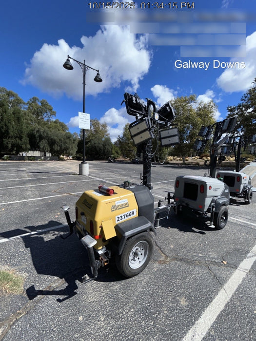 2022 Allmand NLV3GR (4) LED Light Fixture 350W, 23' Vertical Mast, 3kW Prime, Towable, ES Decals, T3