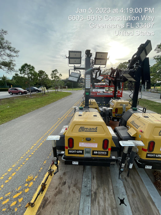 2022 Allmand NLV3GR (4) LED Light Fixture 350W, 23' Vertical Mast, 3kW Prime, Towable, ES Decals, T3