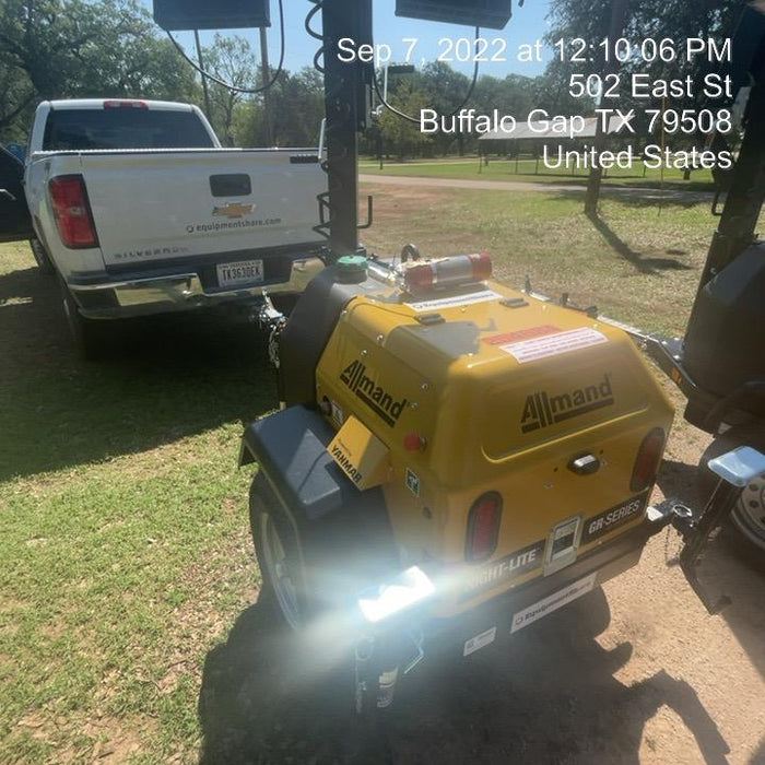2022 Allmand NLV3GR (4) LED Light Fixture 350W, 23' Vertical Mast, 3kW Prime, Towable, ES Decals, T3