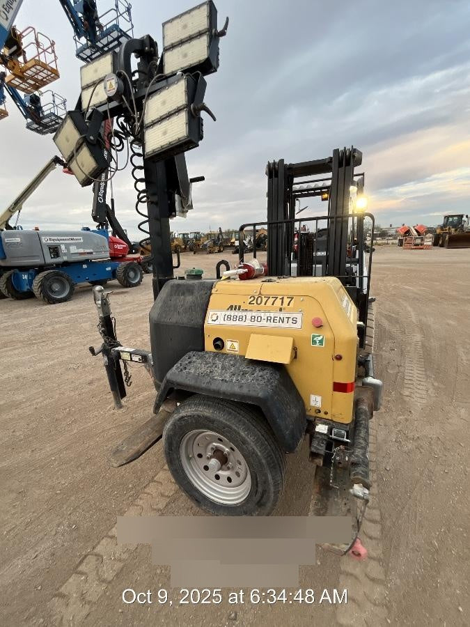 2022 Allmand NLV3GR (4) LED Light Fixture 350W, 23' Vertical Mast, 3kW Prime, Towable, Deep Sea L401, Leveling Jacks, Yanmar T4F 5.8hp