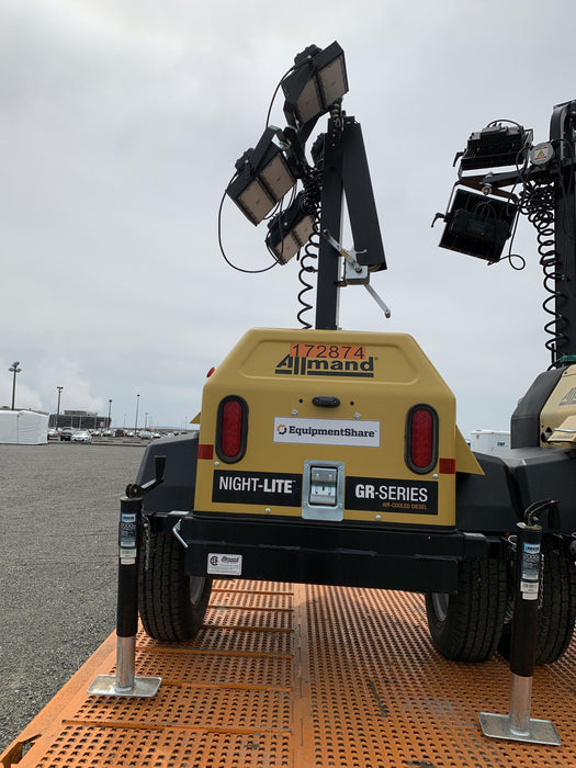 2021 Allmand NLV3GR (4) LED Light Fixture 350W, 23' Vertical Mast, 3kW Prime, Towable, Deep Sea L401, Leveling Jacks, Yanmar T4F 5.8hp