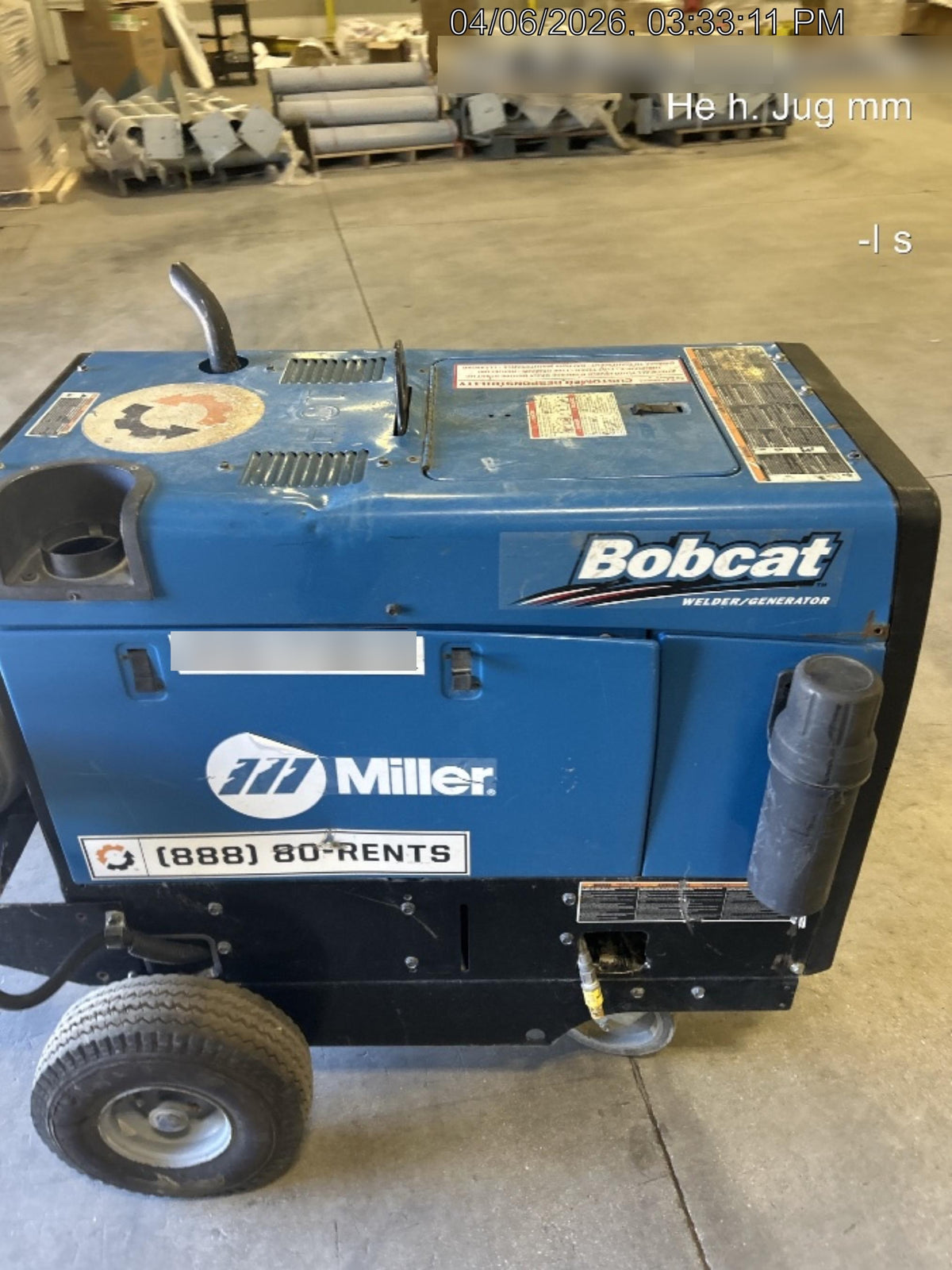 2019 Miller Electric BOBCAT 250 Standard w/Running Gear, Bracket, Hose