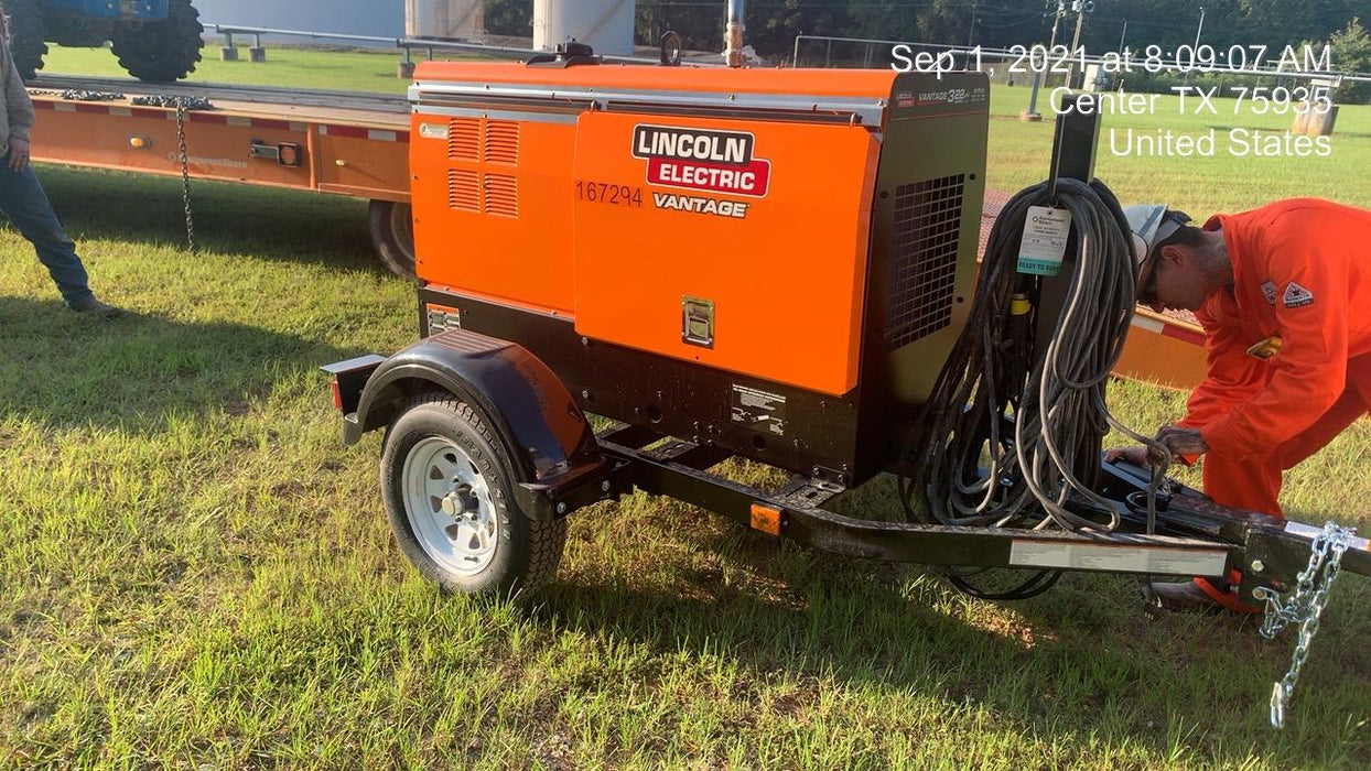 2021 Lincoln Electric Vantage 322 Vantage 322 Ready Pak 3 w/ Decals, ORANGE (includes trailer, cable rack, fender light kit) NO Telematics