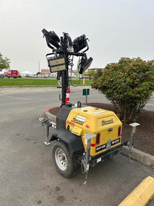 2020 Allmand NLV3GR (4) LED Light Fixture 350W, 23' Vertical Mast, 3kW Prime, Towable, Deep Sea L401, Leveling Jacks, Yanmar T4F 5.8hp