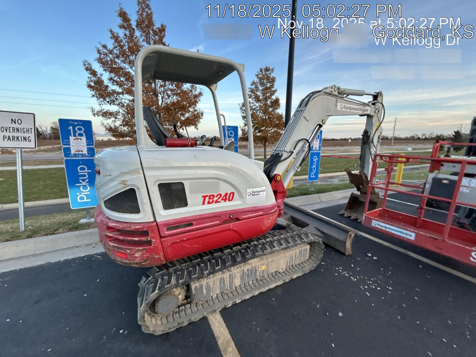 2019 Takeuchi TB240 Takeuchi TB240 Canopy w/Rubber Tracks, Auxiliary Hydraulics, Manual QC, Hydraulic Thumb, 12/18/24" Buckets