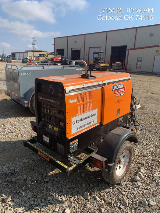 2021 Lincoln Electric Vantage 322 Vantage 322 Ready Pak 3 w/ Decals, ORANGE (includes trailer, cable rack, fender light kit) NO Telematics