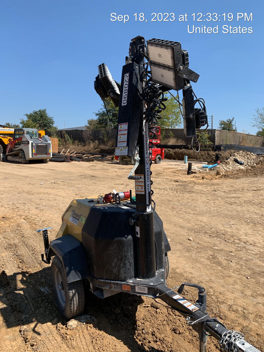 2022 Allmand NLV3GR (4) LED Light Fixture 350W, 23' Vertical Mast, 3kW Prime, Towable, Deep Sea L401, Leveling Jacks, Yanmar T4F 5.8hp