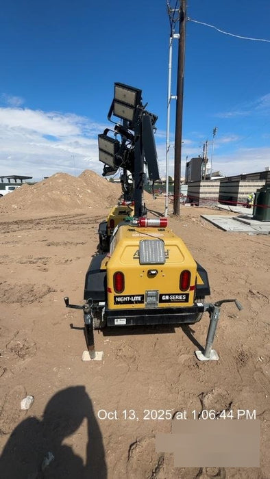 2022 Allmand NLV3GR (4) LED Light Fixture 350W, 23' Vertical Mast, 3kW Prime, Towable, Deep Sea L401, Leveling Jacks, Yanmar T4F 5.8hp