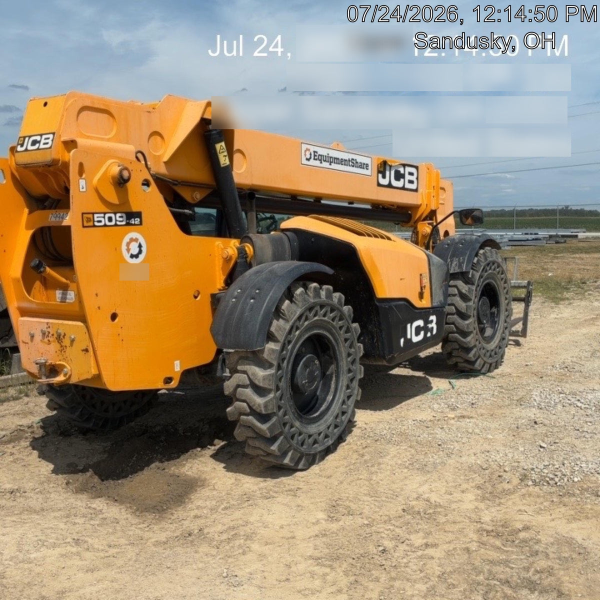 2020 JCB 509-42 Cab/Heat/Air, Solid Tires, Work Lights, Beacon, Aux Hydraulics, Back up Alarm, Lifting Eye, ES Decals