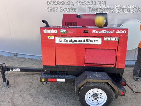 2022 Shindaiwa DGW400MDL Kubota D902 Engine, 23 HP, Dual Op Welder, Wire, Arc, Droop Stick, Tig, and CC Stick Functionality, Simulphase, 3 Phase and 1 Phase Gen Output, Single Axle NB Trlr, Slr Trckl Chrg 12V 12W, Fire Ext
