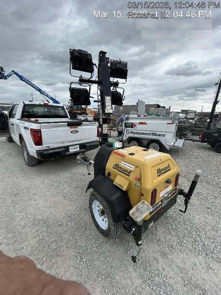 2021 Allmand NLV3GR (4) LED Light Fixture 350W, 23' Vertical Mast, 3kW Prime, Towable, Deep Sea L401, Leveling Jacks, Yanmar T4F 5.8hp